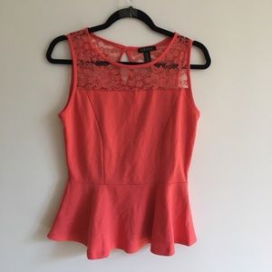 Neon Orange Peplum Lace Top